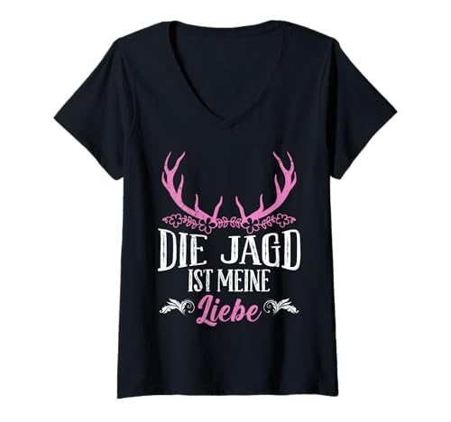 Damen Jagd ist meine Liebe Jägerinnen Jagen Frauen Jägerin T-Shirt mit V-Ausschnitt Damen Jagd ist meine Liebe Jägerinnen Jagen Frauen Jägerin T-Shirt mit V-Ausschnitt von Jäger Geschenk jagen Jägerin Jagd TShirt Frauen