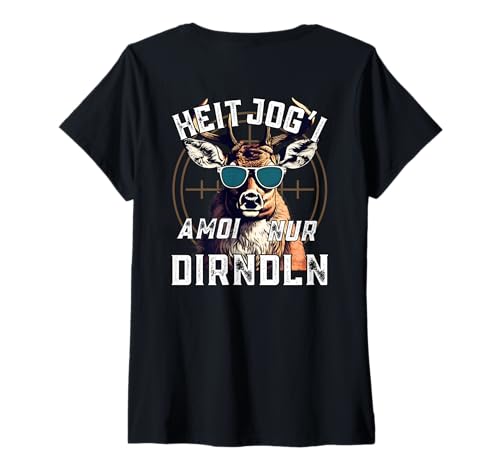 Damen Jäger Tracht Ersatz-Hirsch Motiv mit lustigem Spruch T-Shirt mit V-Ausschnitt Damen Jäger Tracht Ersatz-Hirsch Motiv mit lustigem Spruch T-Shirt mit V-Ausschnitt von Jäger Tracht Outfit mit lustigem Spruch Volksfest