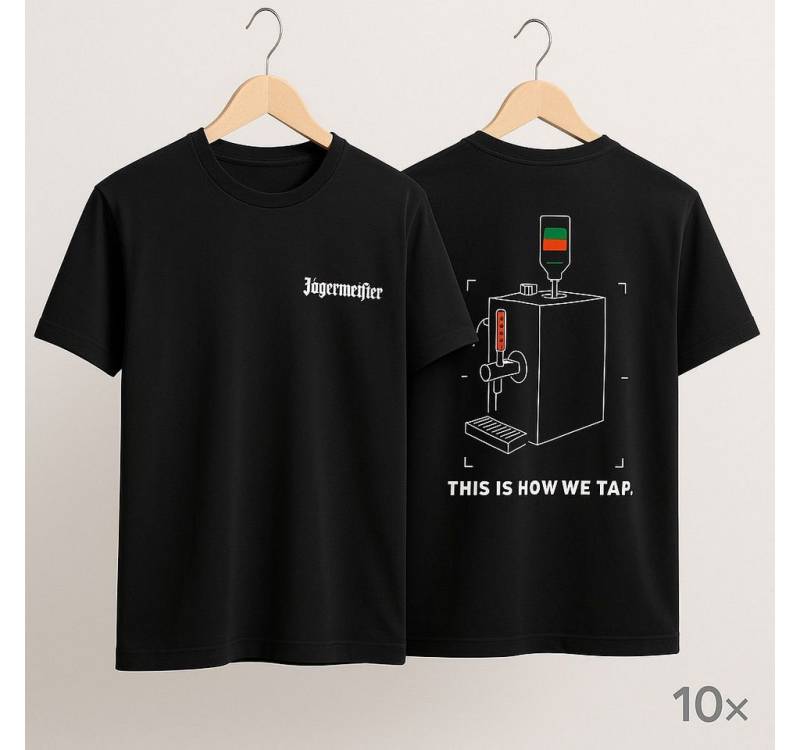 Jägermeister T-Shirt T-Shirt Schwarz – 10er Set – „This Is How We Tap.“ von Jägermeister