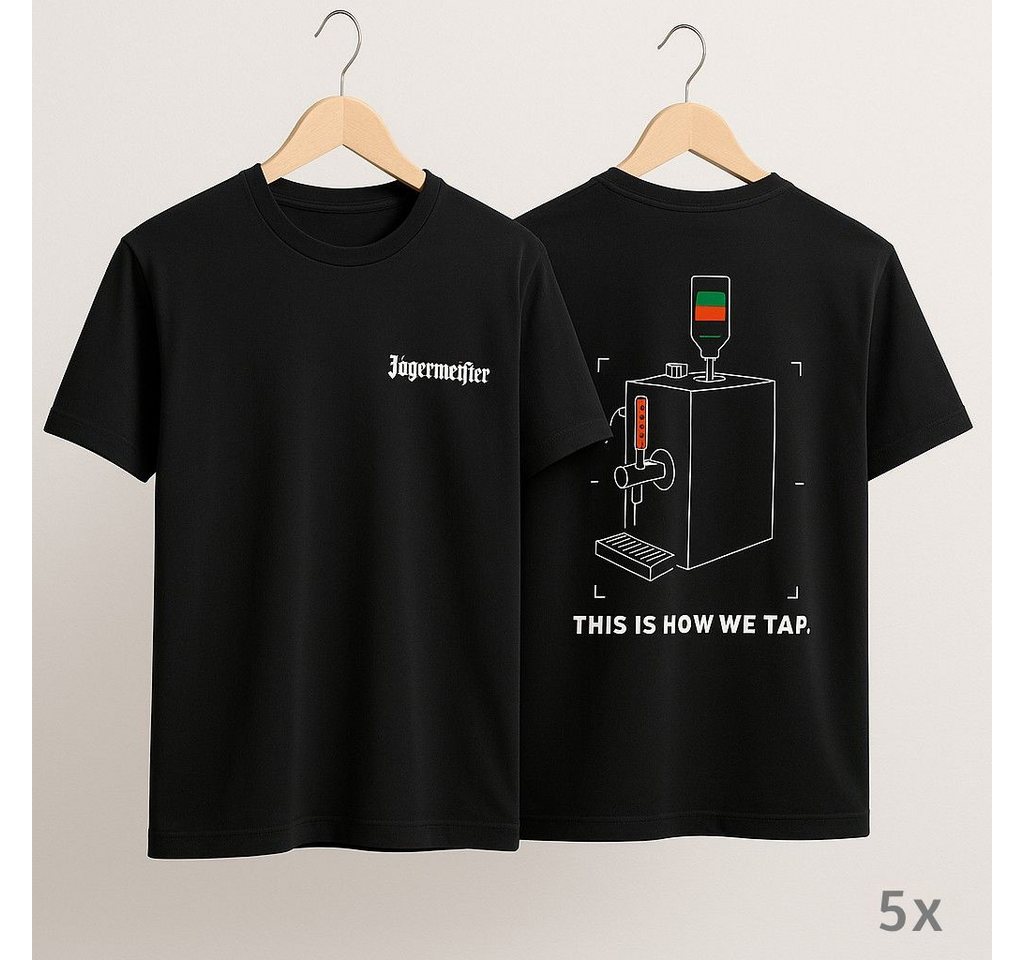 Jägermeister T-Shirt T-Shirt Schwarz – 5er Set – „This Is How We Tap.“ von Jägermeister