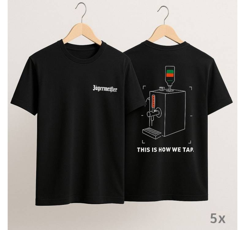 Jägermeister T-Shirt T-Shirt Schwarz – 5er Set – „This Is How We Tap.“ von Jägermeister