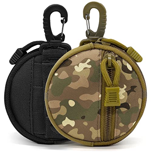 Jaegvida Tactical Münze Geldbeutel EDC Pouches mit Haken Schlüssel Kopfhörer Münzen Beutel 2Pcs (Schwarz+CP) von Jaegvida