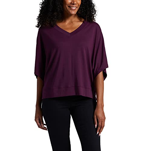 Jag Jeans Damen Top mit V-Ausschnitt und Dolman-Ärmeln Bluse, aubergine, Groß von Jag Jeans