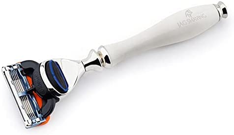 Jag Shaving 5 Edge Razor, Herrenrasierer mit 5 Anti-Friction-Klingen für eine gründliche und lang anhaltende Rasur in Elfenbeinfarbe von Jag Shaving