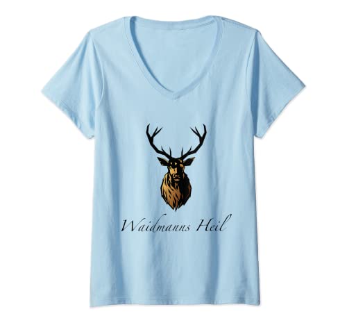 Damen Jäger Hirsch Waidmanns Heil Wald Jagdbekleidung Outdoor Jagd T-Shirt mit V-Ausschnitt Damen Jäger Hirsch Waidmanns Heil Wald Jagdbekleidung Outdoor Jagd T-Shirt mit V-Ausschnitt von Jagd, Jäger & Natur by Polarfuchs.de