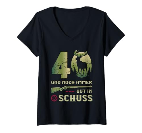 Damen Jäger 40 Jahre Geburstag - Lustiger Jäger Spruch T-Shirt mit V-Ausschnitt Damen Jäger 40 Jahre Geburstag - Lustiger Jäger Spruch T-Shirt mit V-Ausschnitt von Jagd Geburtstag Lustige Jäger Designs