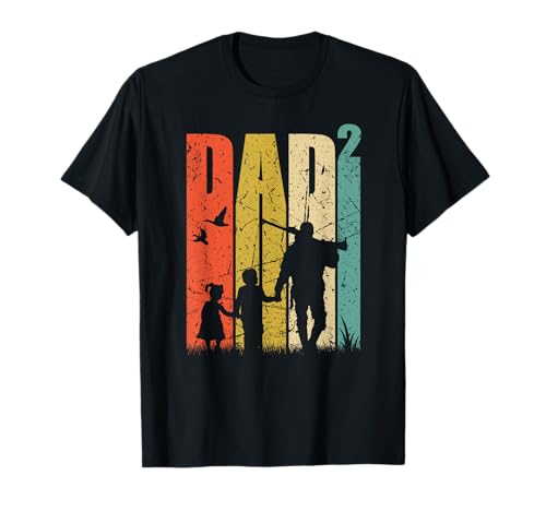 Papa hoch 2 Vater zweifacher Papa 2 Kinder für Jäger T-Shirt Papa hoch 2 Vater zweifacher Papa 2 Kinder für Jäger T-Shirt von Förster Geschenke Dad Schwangerschaft verkünden