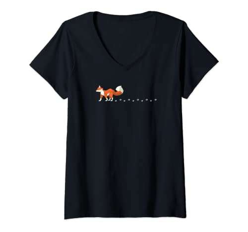 Damen Fuchs Spuren Weidmann Heil Reh Hunter Weidmannsheil Hunt T-Shirt mit V-Ausschnitt Damen Fuchs Spuren Weidmann Heil Reh Hunter Weidmannsheil Hunt T-Shirt mit V-Ausschnitt von Jagd Jäger Evolution Hirsch Waidmann Lustig Spruch