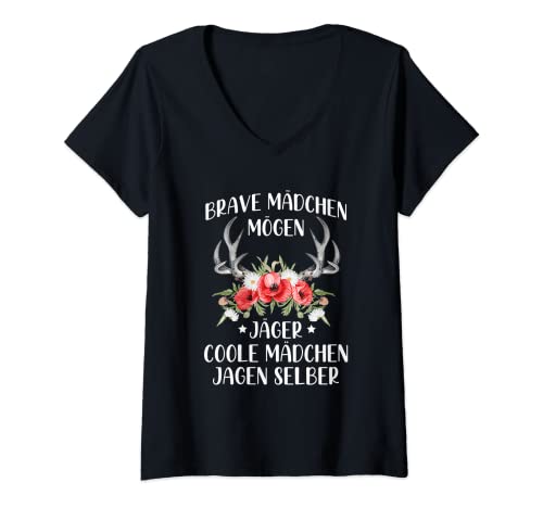 Damen Coole Mädchen Jagen Selber Jagd Frauen Spruch T-Shirt mit V-Ausschnitt Damen Coole Mädchen Jagen Selber Jagd Frauen Spruch T-Shirt mit V-Ausschnitt von Jagd Sprüche Für Frauen