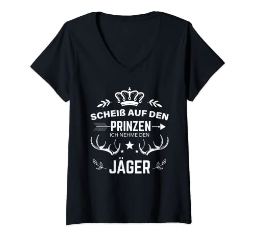 Damen Scheiß auf den Prinzen Jägerin Frauen Jäger T-Shirt mit V-Ausschnitt Damen Scheiß auf den Prinzen Jägerin Frauen Jäger T-Shirt mit V-Ausschnitt von Jagdbekleidung Drückjagd & Jäger Geschenke