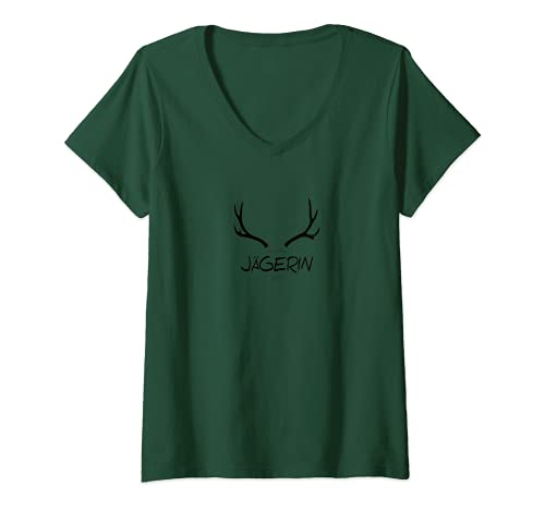 Damen Jungjägerin 2021 Jagd T-Shirt mit V-Ausschnitt Damen Jungjägerin 2021 Jagd T-Shirt mit V-Ausschnitt von Jagdbekleidung für Jäger in Wald Feld Jung Jägerin