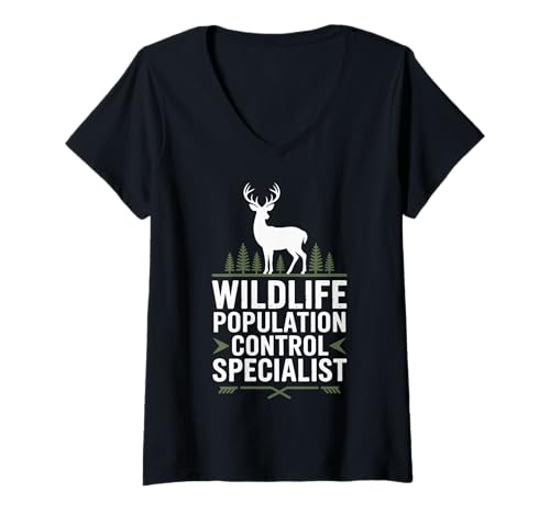 Damen Wildlife Population Control Specialist T-Shirt mit V-Ausschnitt Damen Wildlife Population Control Specialist T-Shirt mit V-Ausschnitt von Jagdsaison Jäger Bock Hirschsaison