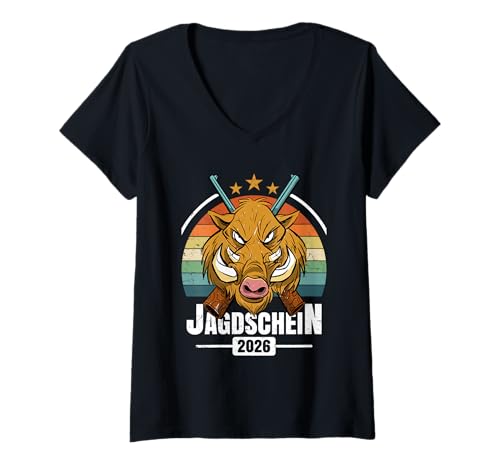 Damen Glückwunsch Jagdschein Bestanden 2026 Jagdprüfung Jungjäger T-Shirt mit V-Ausschnitt Damen Glückwunsch Jagdschein Bestanden 2026 Jagdprüfung Jungjäger T-Shirt mit V-Ausschnitt von Jagdschein Bestanden 2026 und Jagdprüfung Geschenk