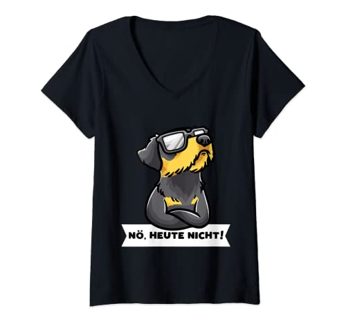 Damen Sturer Deutscher Jagdterrier Hund lustig Hundebesitzer T-Shirt mit V-Ausschnitt von Jagdterrier Geschenke Thembalove