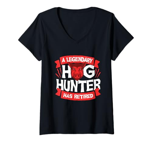 Damen Wildschwein A Legandary Hog Hunter Has Retired T-Shirt mit V-Ausschnitt Damen Wildschwein A Legandary Hog Hunter Has Retired T-Shirt mit V-Ausschnitt von Jagen Jagd Keiler Wildschweinjagd
