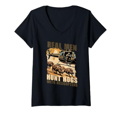 Damen Wildschwein Wildschweinjagd Wildschweinjäger T-Shirt mit V-Ausschnitt Damen Wildschwein Wildschweinjagd Wildschweinjäger T-Shirt mit V-Ausschnitt von Jagen Jagd Keiler Wildschweinjagd