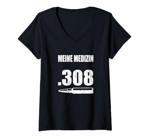 Damen Munition Medizin Kaliber .308 Jäger Jagdschein Jagdhund Jagd T-Shirt mit V-Ausschnitt Damen Munition Medizin Kaliber .308 Jäger Jagdschein Jagdhund Jagd T-Shirt mit V-Ausschnitt von Jagen Jagt Jagdschein Wald Outdoor Jagdhund