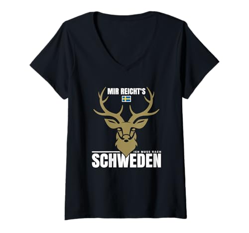 Damen Jagd Gadgets Jäger Schwedische Sachen Jagen In Schweden T-Shirt mit V-Ausschnitt von Jagen in Schweden und Schwedische Jagd Gadgets