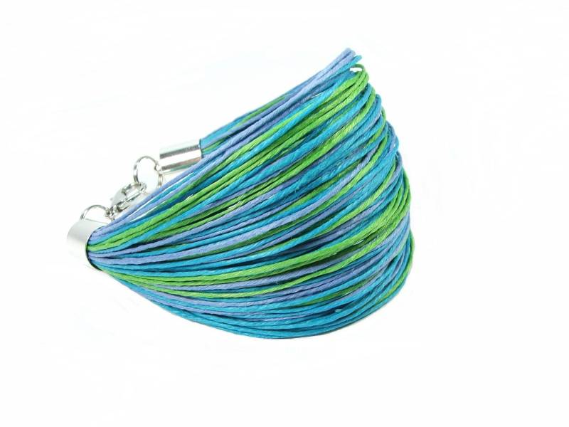 Einfaches Leinenarmband, Aquamarinblau-Minze Gewachst, Natürliche Leinenfäden, Armband Aus Naturleinen, Bio-Öko-Schmuck von JagnaStudio