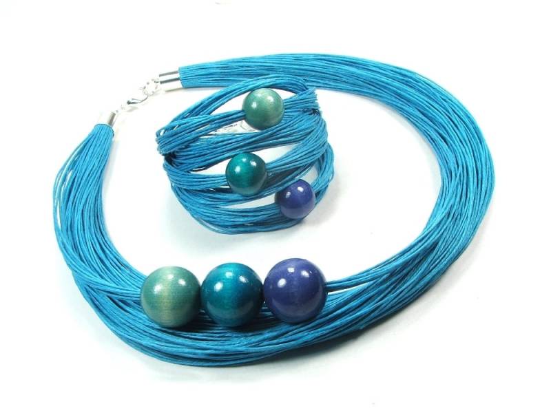 Türkis Halskette Mit Armband, Perlen Leinen Schmuck Für Jubiläumsgeschenk, Bester Freund Edelstahl, Sommerschmuck von JagnaStudio