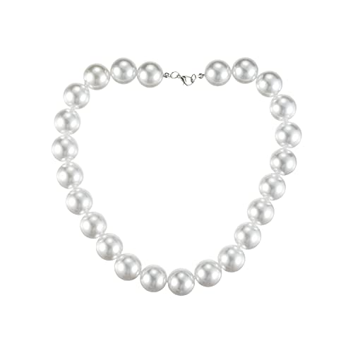 Jagowa Vintage Runde Imitation Perlen Halskette Weiß Faux Perlen Halskette für Kleidung Zubehör (1 Pack), Kunstperlen und Legierung, Perle von Jagowa