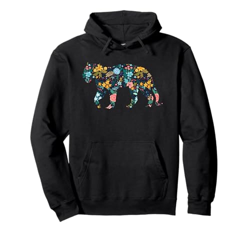 Floral Jaguar Silhouette Damen Mädchen Grafik Pullover Hoodie Floral Jaguar Silhouette Damen Mädchen Grafik Pullover Hoodie von Jaguar Animal Floral Silhouette Jaguar Lover