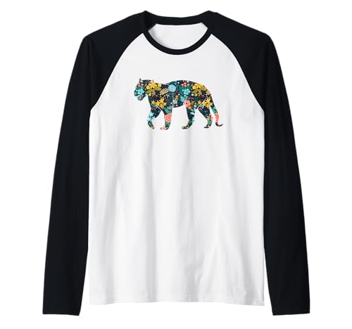 Floral Jaguar Silhouette Damen Mädchen Grafik Raglan Floral Jaguar Silhouette Damen Mädchen Grafik Raglan von Jaguar Animal Floral Silhouette Jaguar Lover