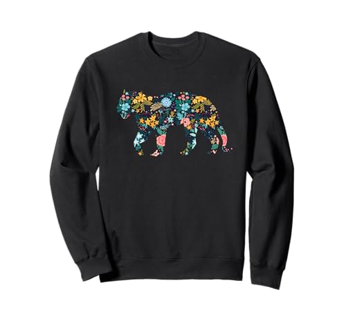 Floral Jaguar Silhouette Damen Mädchen Grafik Sweatshirt Floral Jaguar Silhouette Damen Mädchen Grafik Sweatshirt von Jaguar Animal Floral Silhouette Jaguar Lover