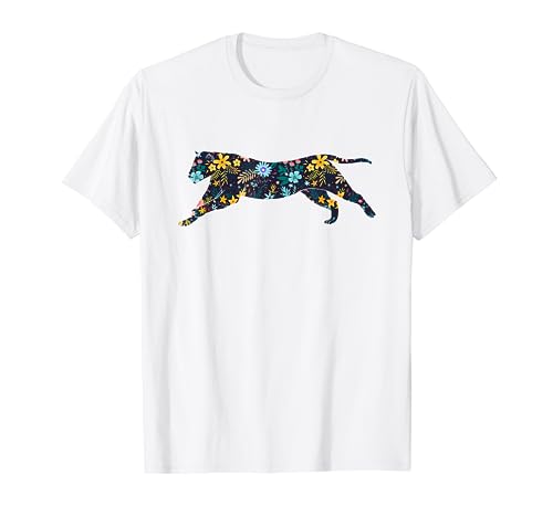 Floral Jaguar Silhouette Damen Mädchen Grafik T-Shirt Floral Jaguar Silhouette Damen Mädchen Grafik T-Shirt von Jaguar Animal Floral Silhouette Jaguar Lover