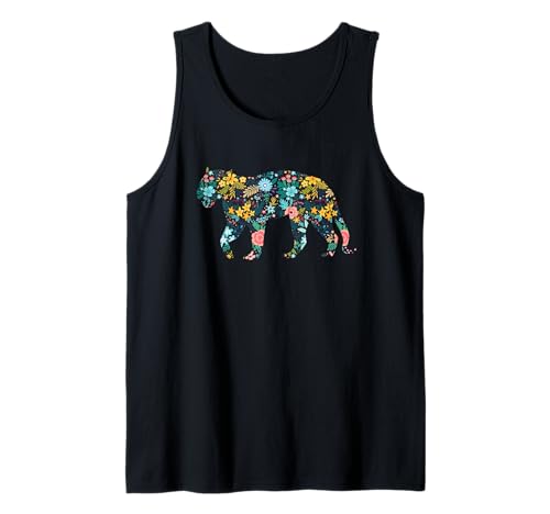 Floral Jaguar Silhouette Damen Mädchen Grafik Tank Top Floral Jaguar Silhouette Damen Mädchen Grafik Tank Top von Jaguar Animal Floral Silhouette Jaguar Lover