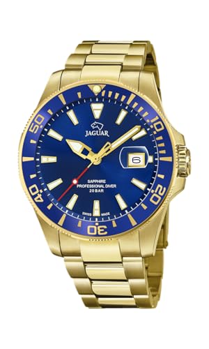 JAGUAR Executive Herren-Armbanduhr, Modell J877/1, 43,5 mm, blaues Gehäuse mit plattiertem Stahlband von JAGUAR