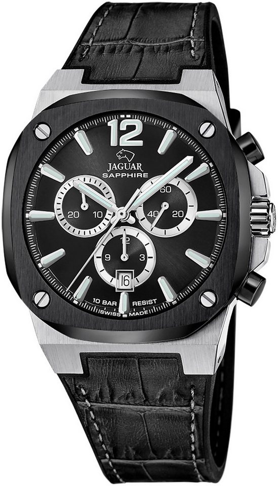 Jaguar Chronograph Rondcarre J1026/4, Quarzuhr, Armbanduhr, Herrenuhr, Swiss Made,Lederarmband,Stoppfunktion Jaguar Chronograph Rondcarre J1026/4, Quarzuhr, Armbanduhr, Herrenuhr, Swiss Made,Lederarmband,Stoppfunktion von Jaguar