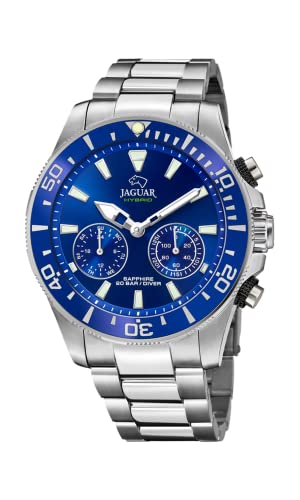 JAGUAR Connected Herren-Armbanduhr Modell J888/1, 45,7 mm, blaues Gehäuse mit Stahlband von JAGUAR