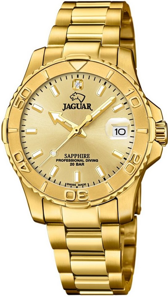 Jaguar Quarzuhr Executive Diver J898/2, Armbanduhr, Damenuhr, Saphirglas, Swiss Made, Edelstahlarmband von Jaguar