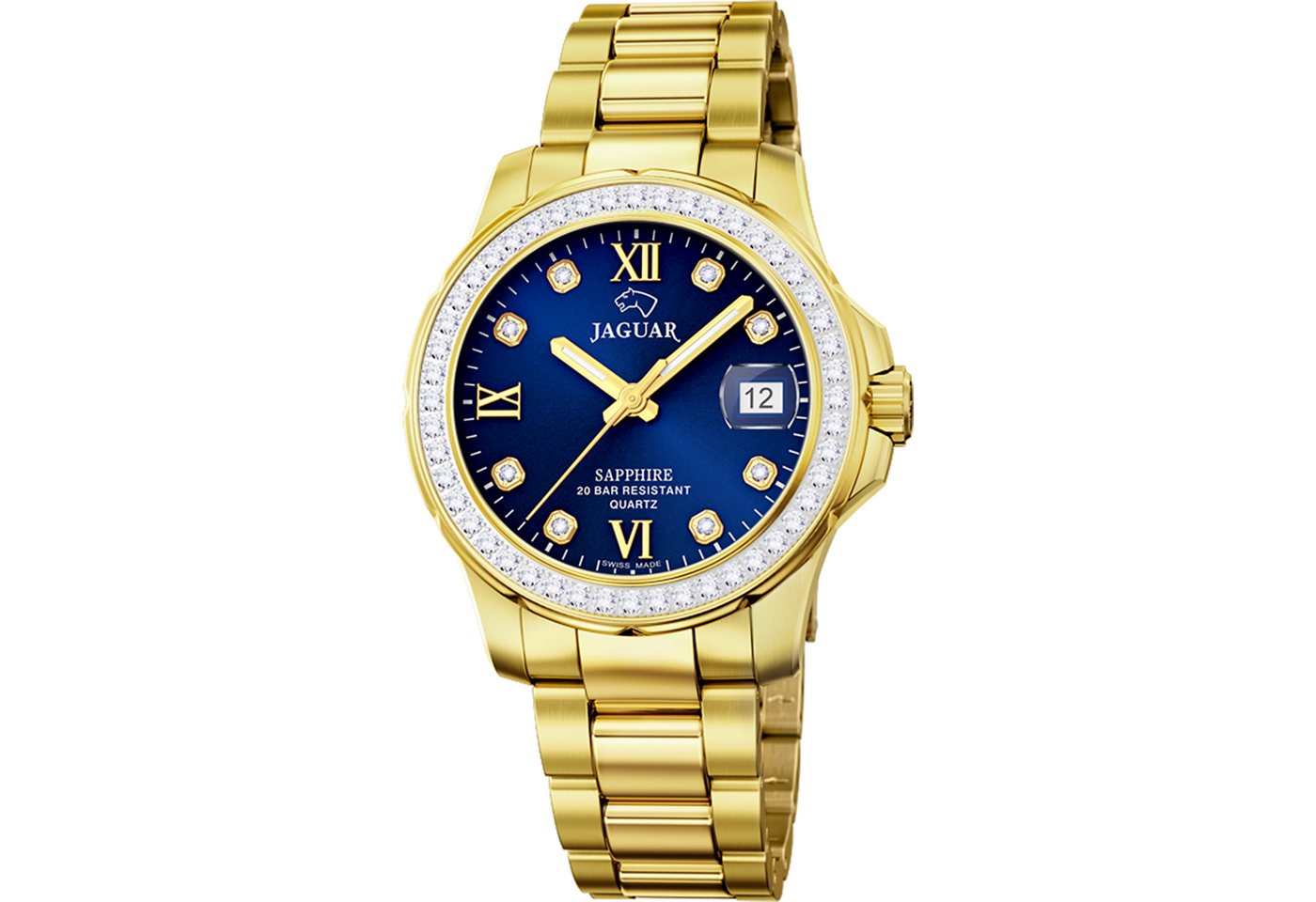 Jaguar Quarzuhr Executive J895/3, Armbanduhr, Damenuhr, Swiss Made, Edelstahlarmband, analog, Tag von Jaguar