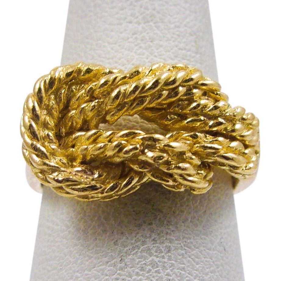 Massiver 10K Damenring Gelbgold Ring Liebesknoten Seil 11 Mm, Größen 5 - 12 von JahdaJewelers
