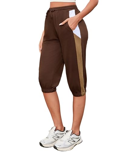 Jahetuul 3/4 Jogginghose Damen Baumwolle Sporthose Sommer mit Kordelzug Caprihose Sommer Dreiviertel Hose Mädchen Laufhose Freizeithose Sweathose von Jahetuul