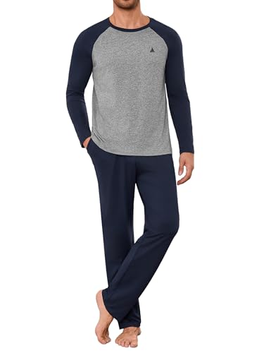 Jahetuul Baumwolle Herren Schlafanzug Winter Langarm Pyjama Set mit Rundhalsausschnitt für kalte Nächte Gemütlich Ideal für Homewear von Jahetuul