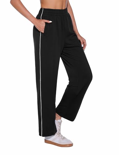 Jahetuul Freizeithose Damen Jogginghose lang Baumwolle locker Sweatpants breiterer elastischer Bund Weite Hosen Mädchen Sporthose Damen formstabil von Jahetuul