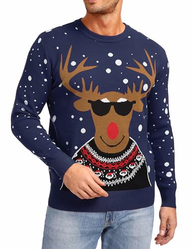 Jahetuul Herren Weihnachten Pullover Elchmuster Weihnachtspullover lustig Weihnachtspulli Familie Set Ugly Christmas Sweater Pärchen Partnerlook von Jahetuul