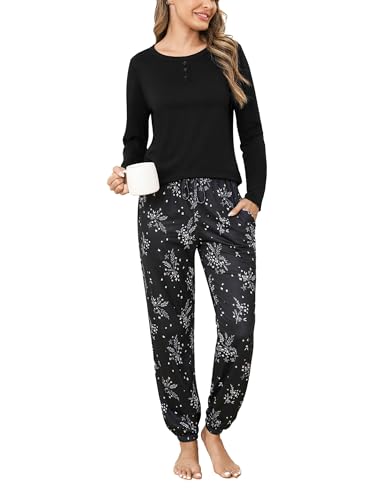 Jahetuul Pyjama Damen kuschelig Schlafanzug Baumwolle Damen Schlafanzüge Zweiteiler Nachtwäsche Schlafbekleiung Frauen bequem Pyjamas Set langärmelig Jahetuul Pyjama Damen kuschelig Schlafanzug Baumwolle Damen Schlafanzüge Zweiteiler Nachtwäsche Schlafbekleiung Frauen bequem Pyjamas Set langärmelig von Jahetuul