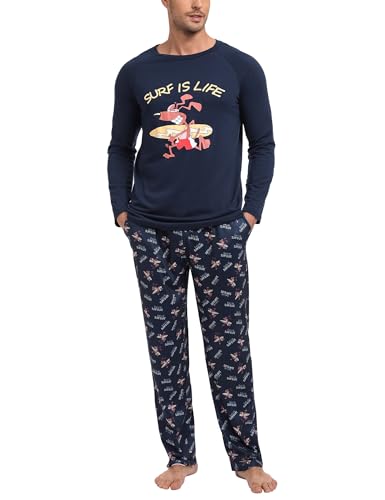 Jahetuul Pyjama Herren Schlafanzug lang Pyjamahosen Schlafhemd Herrenschlafanzug kuschelig Schlafbekleidung Männer Nachtwäsche Schlafanzüge für Jungen von Jahetuul