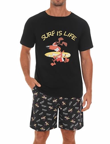 Jahetuul Pyjama Herren kurz Schlafanzug Kurzarm Schlafanzugoberteil Schlafanzughose Zweiteiliger Schlafanzug Shorty Pyjama Hausanzug Loungewear angenehme Nachtwäsche Baumwolle von Jahetuul