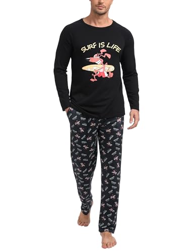 Jahetuul Schlafanzüge für Herren Baumwolle Pyjama Jungen Lounge Set lustig Pyjama Langarm Schlafanzug Männer Pijama Schlafanzughose locker Zweiteiler Jahetuul Schlafanzüge für Herren Baumwolle Pyjama Jungen Lounge Set lustig Pyjama Langarm Schlafanzug Männer Pijama Schlafanzughose locker Zweiteiler von Jahetuul