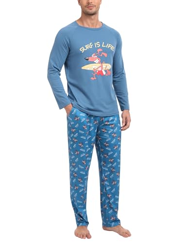 Jahetuul Schlafanzug Herren lustig Pyjama Männer Schlafanzüge für Herren Nachtwäsche Loungewear Set Schlafbekleidung Pyjamahose gedruckt Homewear Man von Jahetuul