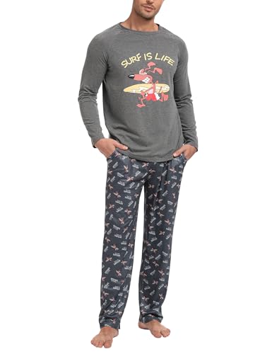Jahetuul Schlafanzug Herren lustig Pyjama Männer Schlafanzüge für Herren Nachtwäsche Loungewear Set Schlafbekleidung Pyjamahose gedruckt Homewear Man von Jahetuul