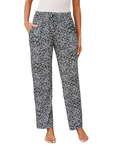 Jahetuul Schlafanzughose Damen lang Pyjamahose Damen Schlafhose mit Blumenmuster Schlafanzughosen Baumwolle Pyjama Hose Hausanzughose Loungewear von Jahetuul