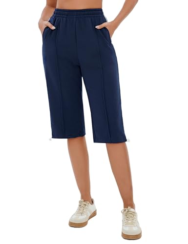 Jahetuul Sporthose Damen 3/4 Frauen Gymhosen Trainingshose mit verstellbaren Beinabschlüssen Jogginghose Damen Baumwolle Trainingshose Caprihose Sommer Dreiviertel Hose von Jahetuul