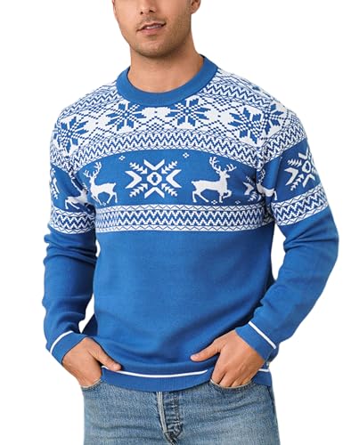 Jahetuul Weihnachten Pullover Herren Weihnachtspullover lustig Weihnachtspulli Familie Ugly Christmas Sweater Partnerlook Schneeflockenpullover von Jahetuul