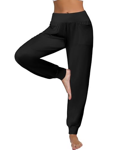 Jahetuul Yogahose Damen Lang Hohe Taille Haremshose Sporthose für Yoga Pilates Jogging Fitness Freizeithose Sweatpants Locker Aktiv Hose von Jahetuul